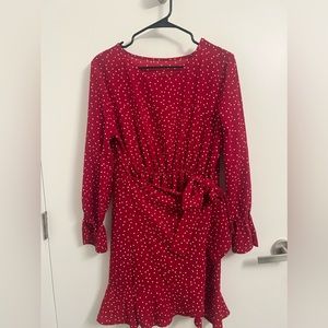 Red Polkadot wrap dress size L